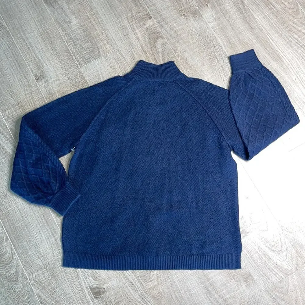 Caslon Women's Dark Blue Long Sleeve Mock Turtleneck Sweater Size Large